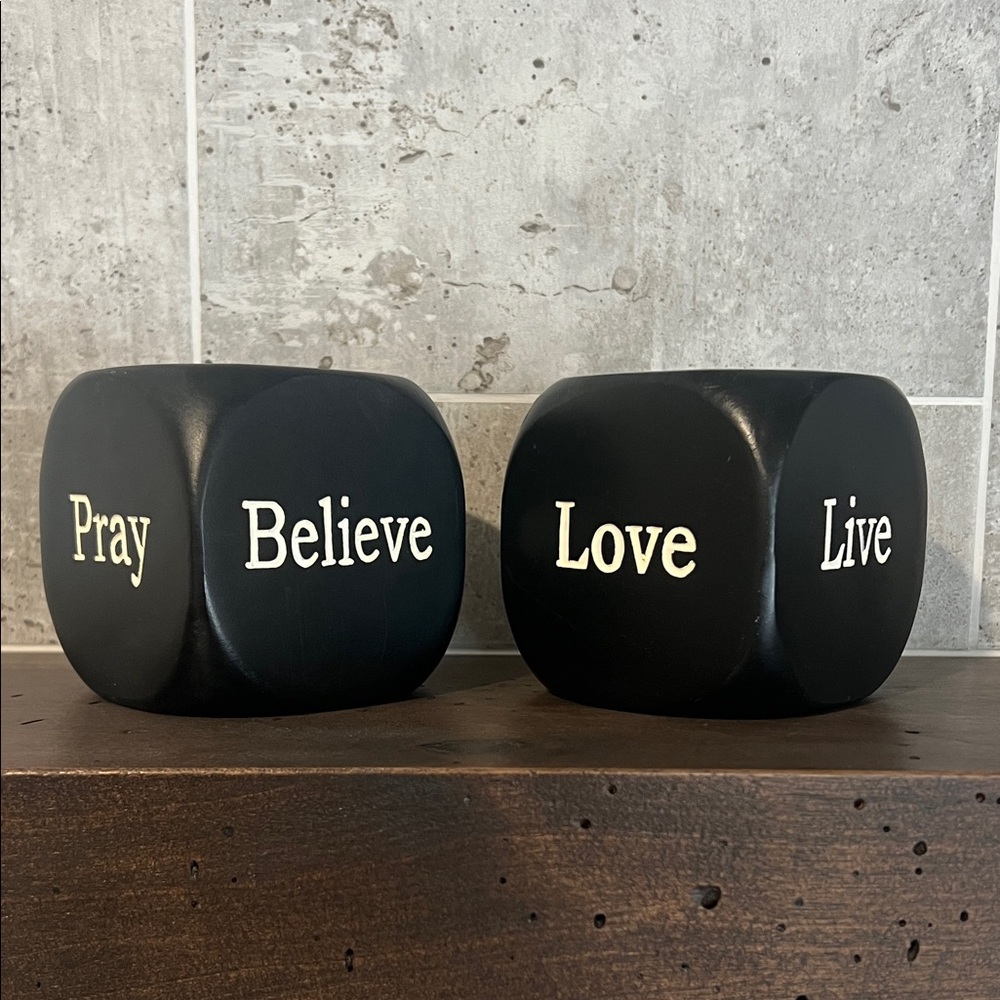 2 Black 6-sided 4”x4”x4” Inspiration Dice Decor